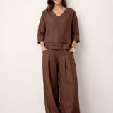 100% Linned Drop Shoulder Asymmetrisk Lagdelt Hem Overtop VIOLA