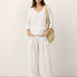 100% Linned Drop Shoulder Asymmetrisk Lagdelt Hem Overtop VIOLA