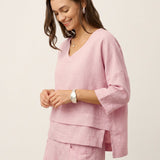 100% Linned Drop Shoulder Asymmetrisk Lagdelt Hem Overtop VIOLA