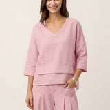 100% Linned Drop Shoulder Asymmetrisk Lagdelt Hem Overtop VIOLA