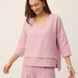 100% Linned Drop Shoulder Asymmetrisk Lagdelt Hem Overtop VIOLA
