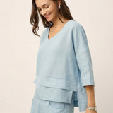 100% Linned Drop Shoulder Asymmetrisk Lagdelt Hem Overtop VIOLA