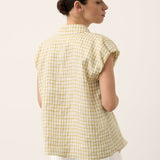 100% Linned Gingham Flæseærmet Skjorte CYBELLE