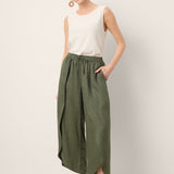 100% Linned Lagdelt Slids Bredbenet Drawstring Bukser PEREGRINE