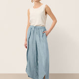 100% Linned Lagdelt Slids Bredbenet Drawstring Bukser PEREGRINE