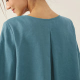 100% Linned Rundhalset Asymmetrisk Kant Top BRIANNA
