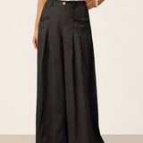 100% Linned Skulptureret Plisseret Elastisk Bag Relaxed Bukser VERIDIANA