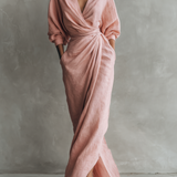 Adelaide | Linned-Blanding V-Hals Wrap Maxi Kjole