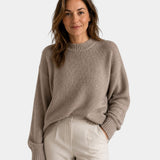 Mae | Sweater med Rund Hals og Puffede Ærmer