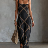 Renée – Geometrisk Kjole Sort Camel