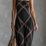 Renée – Geometrisk Kjole Sort Camel