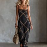 Renée – Geometrisk Kjole Sort Camel