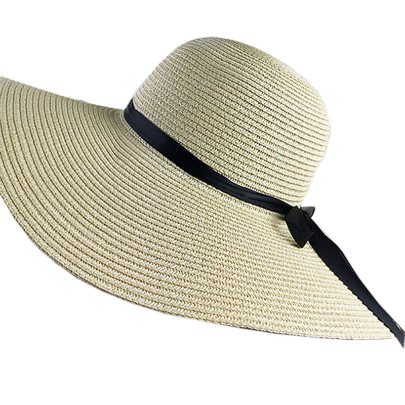 Hat female summer seaside vacation beach hat bow ribbon female sunscreen straw hat folding (Copy)