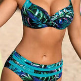 Lizzie | Bikini med høj talje og bladprint