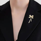 Alloy & Crystal Bow Fringed Mini Broche