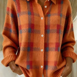 Greetje | Rutig strikket vest med knapper
