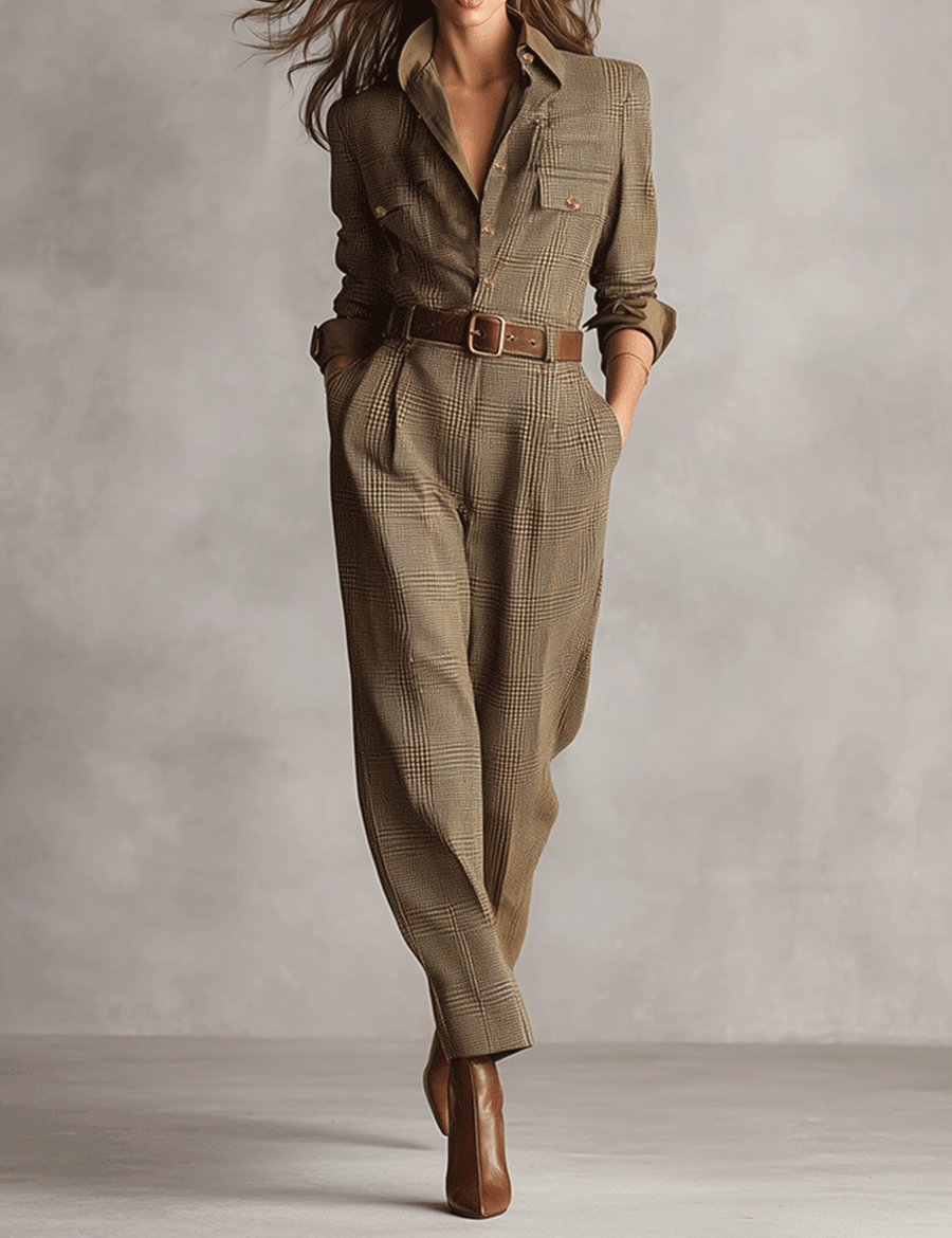 Célia | Brun Jumpsuit med Sofistikerede Detaljer
