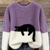 Émeline | Oversize Elegant Sweatshirt med Kattemønster