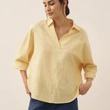 Linned Oversized Fit Pocket Skjorte ELOWEN