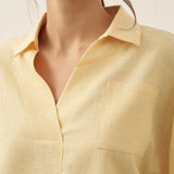 Linned Oversized Fit Pocket Skjorte ELOWEN