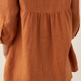 100% Linned Rund Hals Kunstnerisk Stribet Top FLORENCE