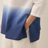 Linned Hvid Båd Hals Oversized Top AVA