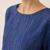 100% Linned Rund Hals Kunstnerisk Stribet Top FLORENCE