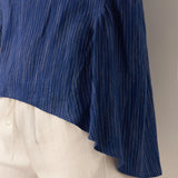100% Linned Rund Hals Kunstnerisk Stribet Top FLORENCE