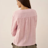 100% Linned Knap-Front Drop Shoulder Skjorte PÅSKE