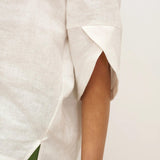 100% Linned Rund Hals Petal-Ærme Pullover LAUREL