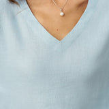 100% Linned Drop Shoulder Asymmetrisk Lagdelt Hem Overtop VIOLA