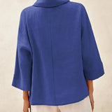 Linned-Cotton Dropped Collar Langærmet Top TRISTAN