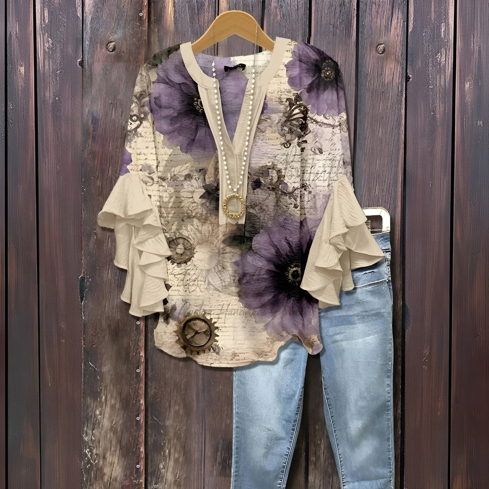 Nyaira – Let bluse med flæseærmer