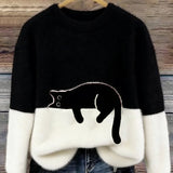Émeline | Oversize Elegant Sweatshirt med Kattemønster