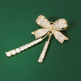 Alloy & Crystal Bow Fringed Mini Broche