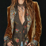 Marcelline | Blazer Patchwork Trykt Blomst Vintage