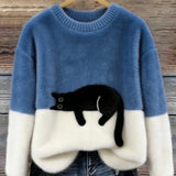 Émeline | Oversize Elegant Sweatshirt med Kattemønster