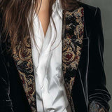 Léontine | Slim Fit Printet Barok Sort Blazer