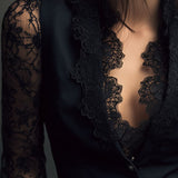 Noémie | Høj Sort Blazer med Semi-Transparente Ærmer