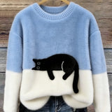 Émeline | Oversize Elegant Sweatshirt med Kattemønster