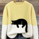 Émeline | Oversize Elegant Sweatshirt med Kattemønster