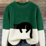 Émeline | Oversize Elegant Sweatshirt med Kattemønster