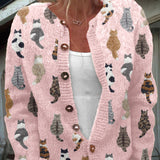 Charlotte™ | Hyggelig Katteprint Cardigan
