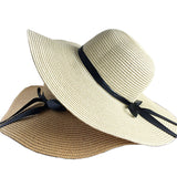 Hat female summer seaside vacation beach hat bow ribbon female sunscreen straw hat folding (Copy)