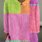 Dorthe - Vintage Farverig Bluse