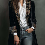 Léontine | Slim Fit Printet Barok Sort Blazer