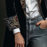 Léontine | Slim Fit Printet Barok Sort Blazer