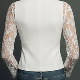 Noémie | Høj Sort Blazer med Semi-Transparente Ærmer