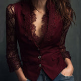 Noémie | Høj Sort Blazer med Semi-Transparente Ærmer