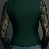Noémie | Høj Sort Blazer med Semi-Transparente Ærmer